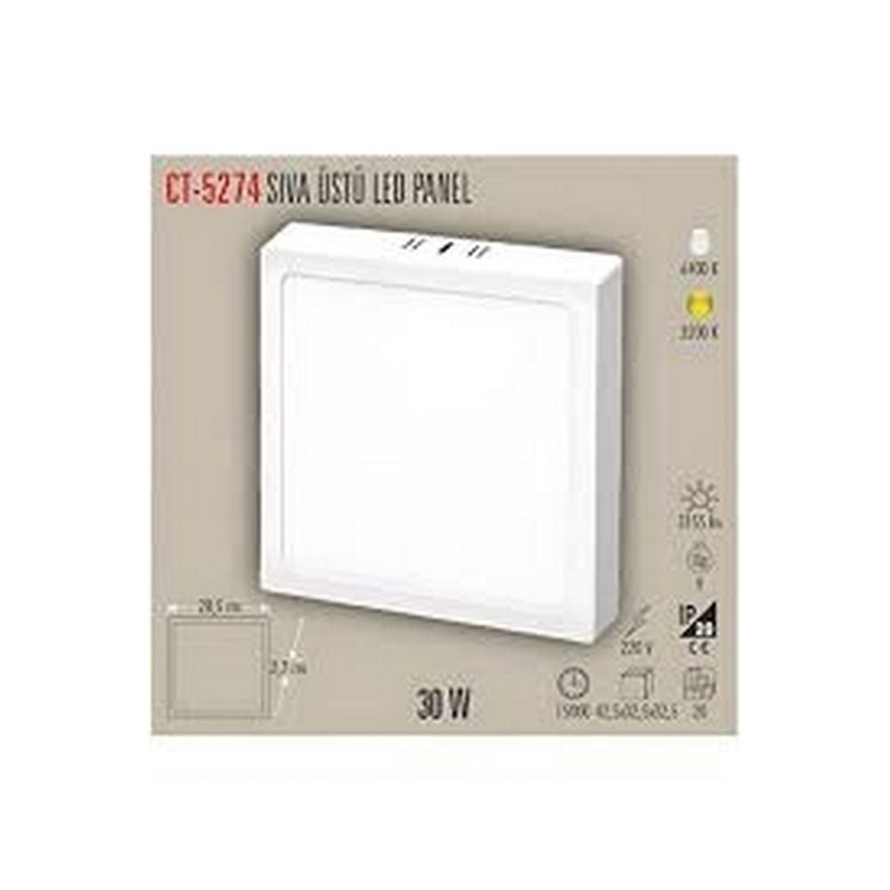 30W SIVA ÜSTÜ LED PANEL (KARE) (BEYAZ)