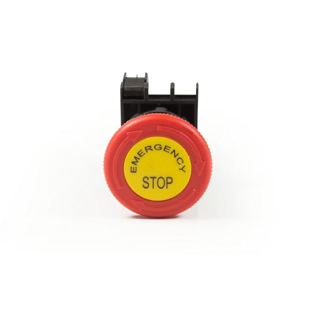 B Serisi Plastik 1NC Acil Stop 40 mm Çevirmeli Etiketli Kırmızı 22 mm Buton