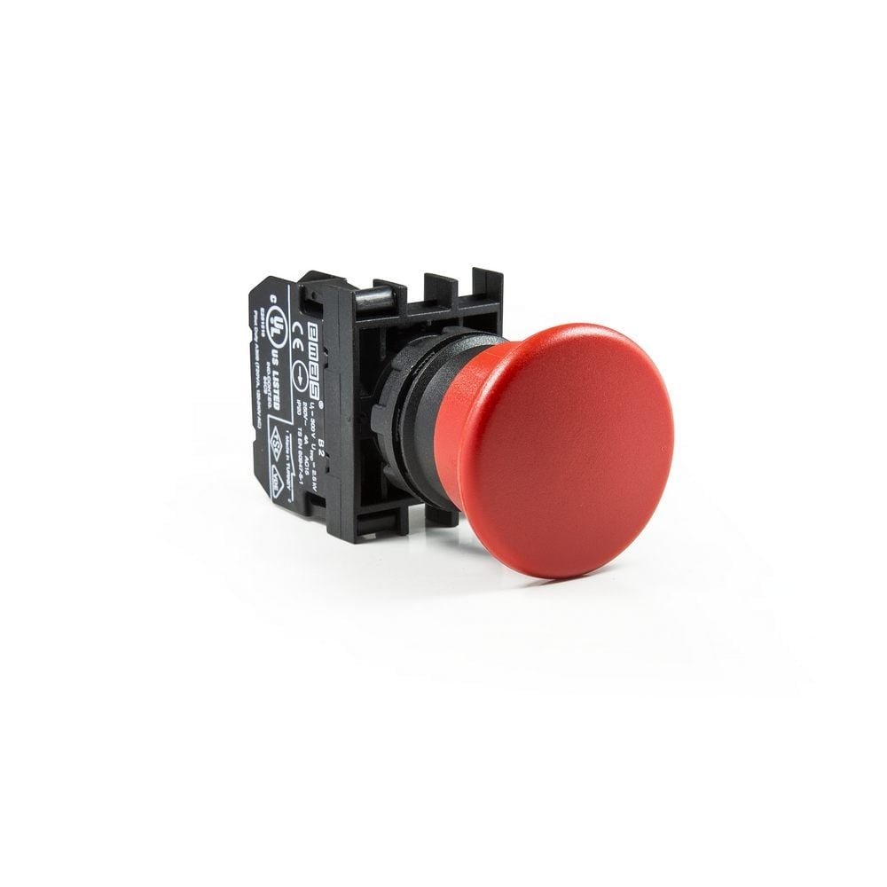 B Serisi Plastik 1NC Yaylı 40 mm Mantar Kırmızı 22 mm Buton