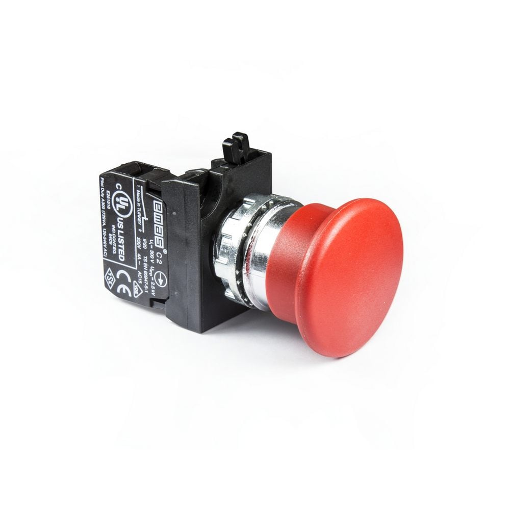CM Serisi Metal 1NC Yaylı 40 mm Mantar Kırmızı 22 mm Buton