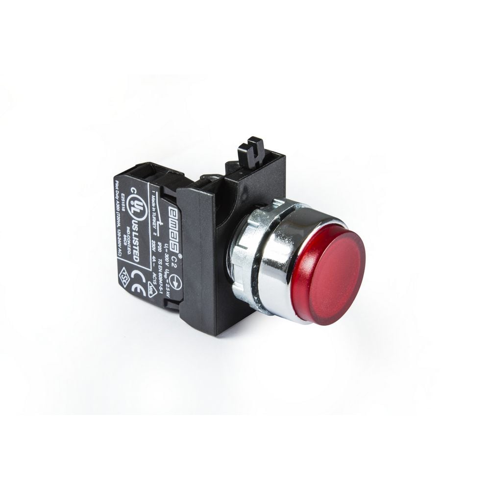 CM Serisi Metal 1NC Yaylı Çıkık Kırmızı 22 mm Buton