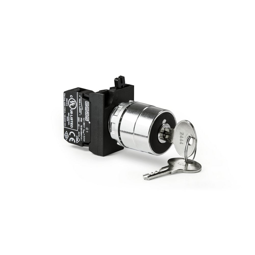 CM Serisi Metal 1NO (0-I) 60° Anahtarlı Kalıcı Tüm Pozisyonlarda Anahtarı Çıkan 22 mm Buton