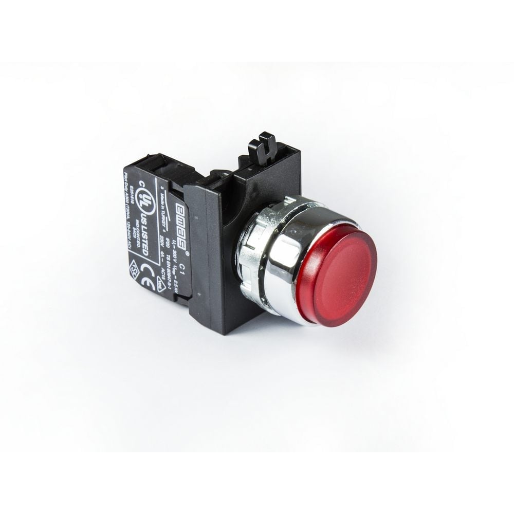 CM Serisi Metal 1NO Yaylı Çıkık Kırmızı 22 mm Buton