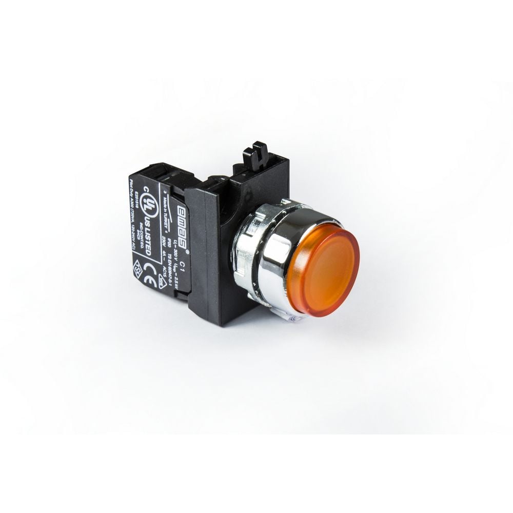 CM Serisi Metal 1NO Yaylı Çıkık Sarı 22 mm Buton