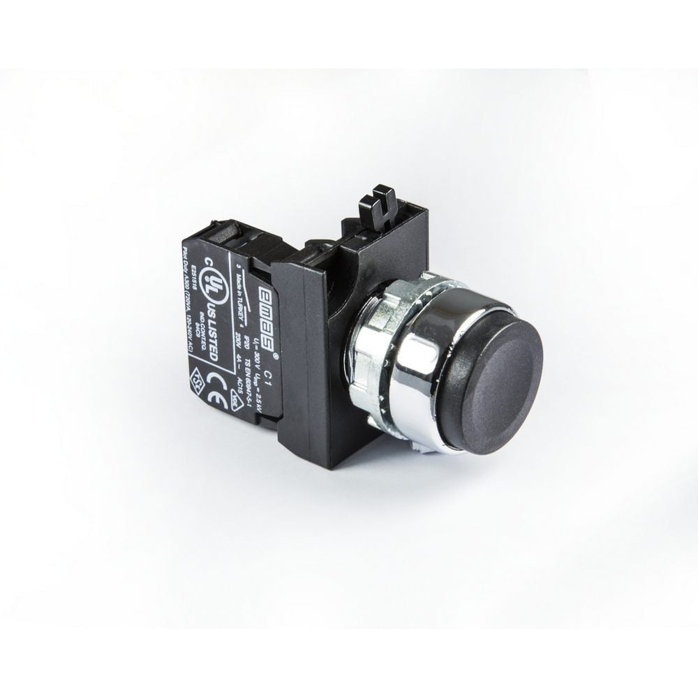 CM Serisi Metal 1NO Yaylı Çıkık Siyah 22 mm Buton