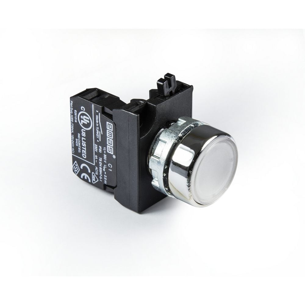 CM Serisi Metal 1NO Yaylı Düz Beyaz 22 mm Buton