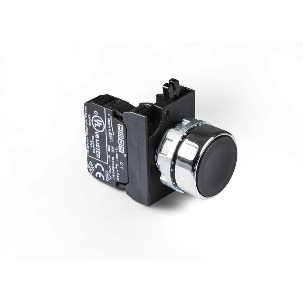 CM Serisi Metal 1NO Yaylı Düz Siyah 22 mm Buton