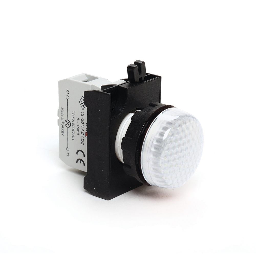 CP Serisi Plastik LED li 12-30V AC/DC Beyaz 22 mm Sinyal
