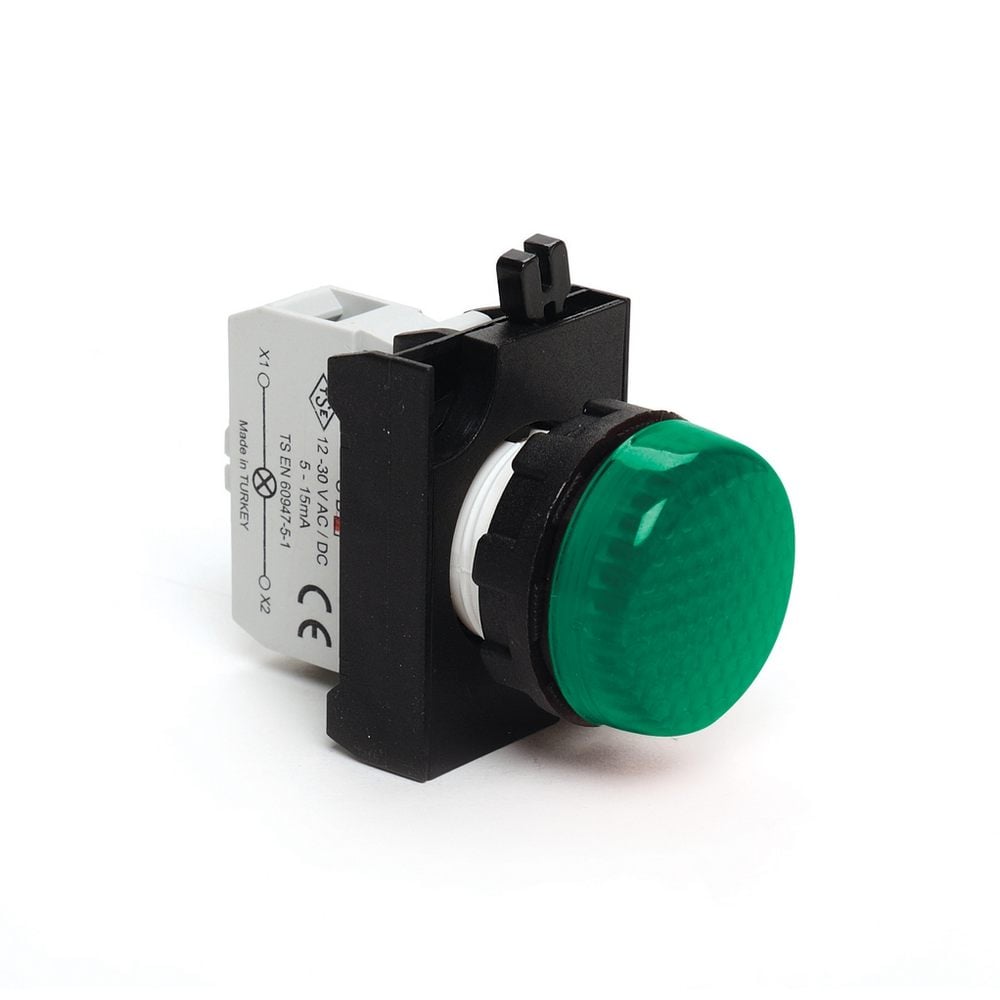 CP Serisi Plastik LED li 12-30V AC/DC Yeşil 22 mm Sinyal