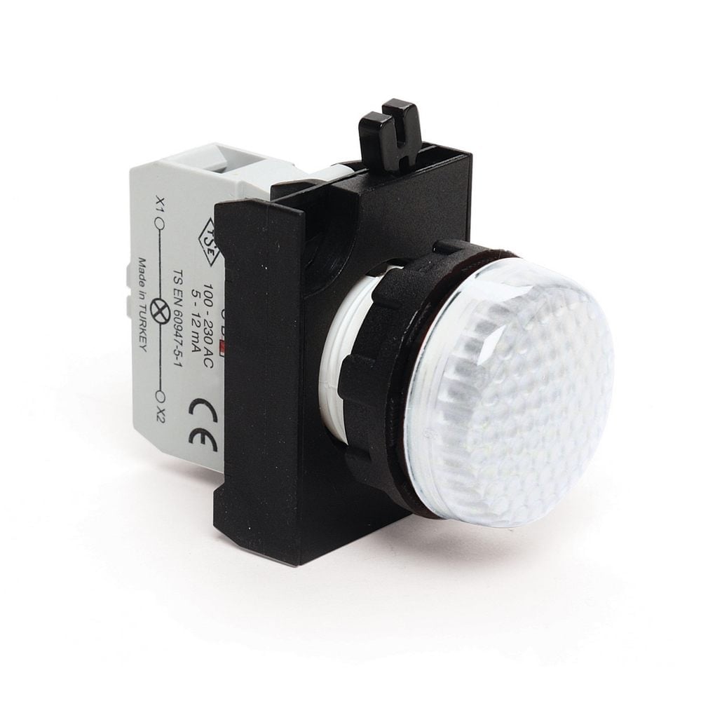 CP Serisi Plastik LED'li 100-230V AC Beyaz 22 mm Sinyal