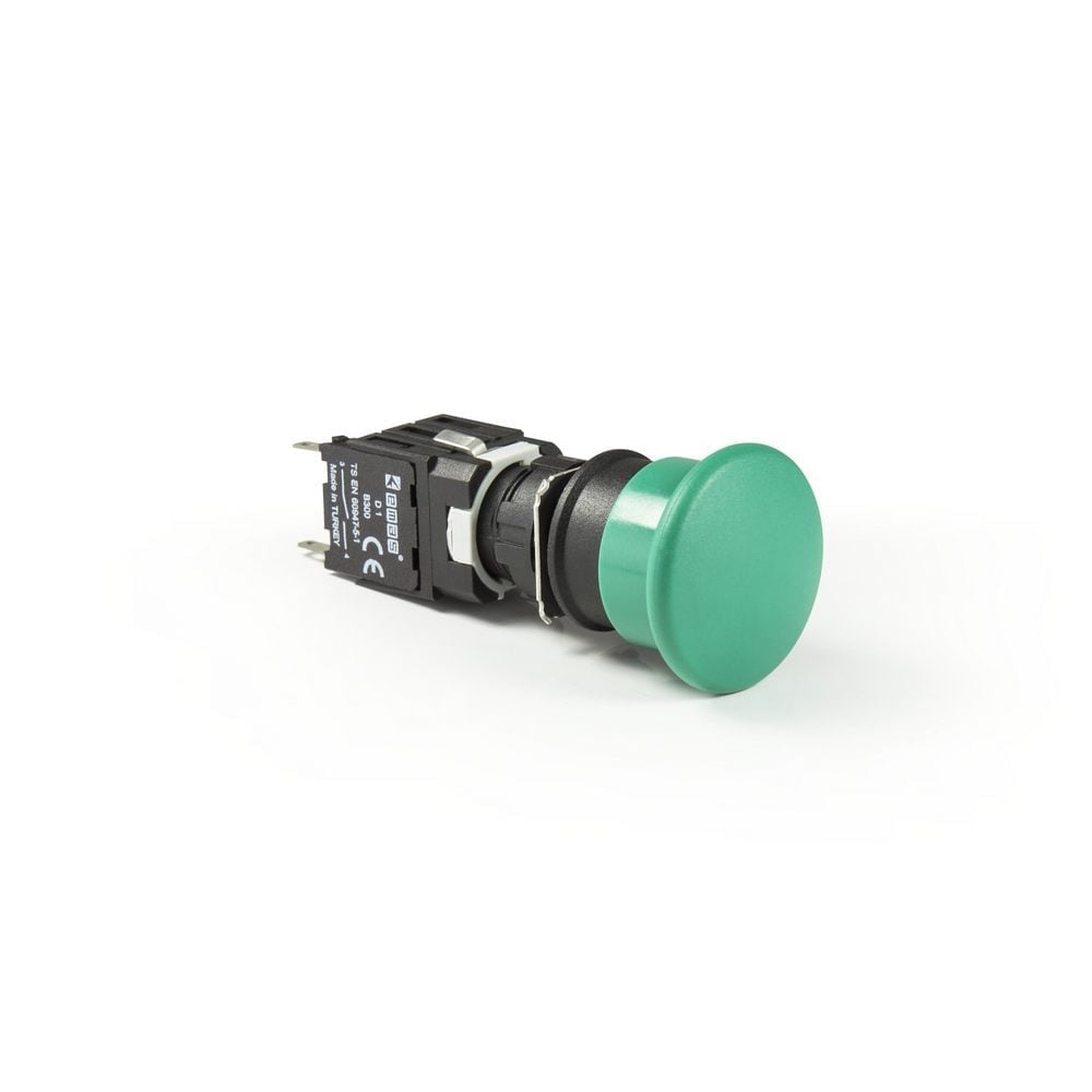 D Serisi Plastik 1NO Yaylı Yuvarlak 30 mm Mantar Yeşil 16 mm Buton