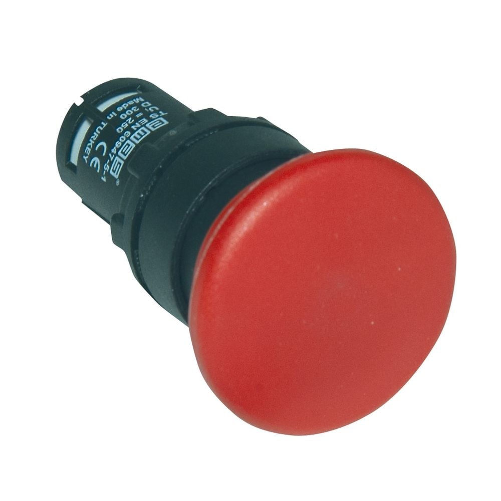 MB Serisi Plastik 1NC Yaylı 40 mm Mantar Kırmızı 22 mm Buton