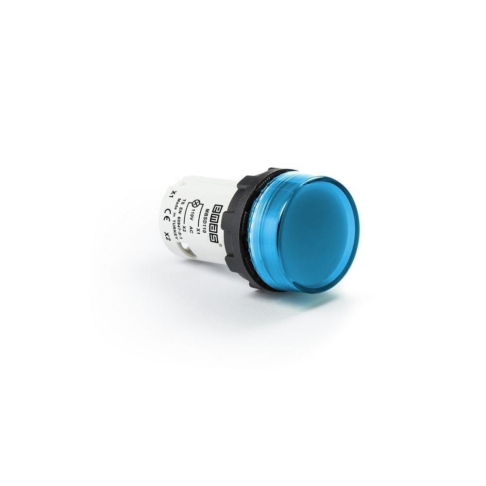 MB Serisi Plastik LED'li 110V AC Mavi 22 mm Sinyal