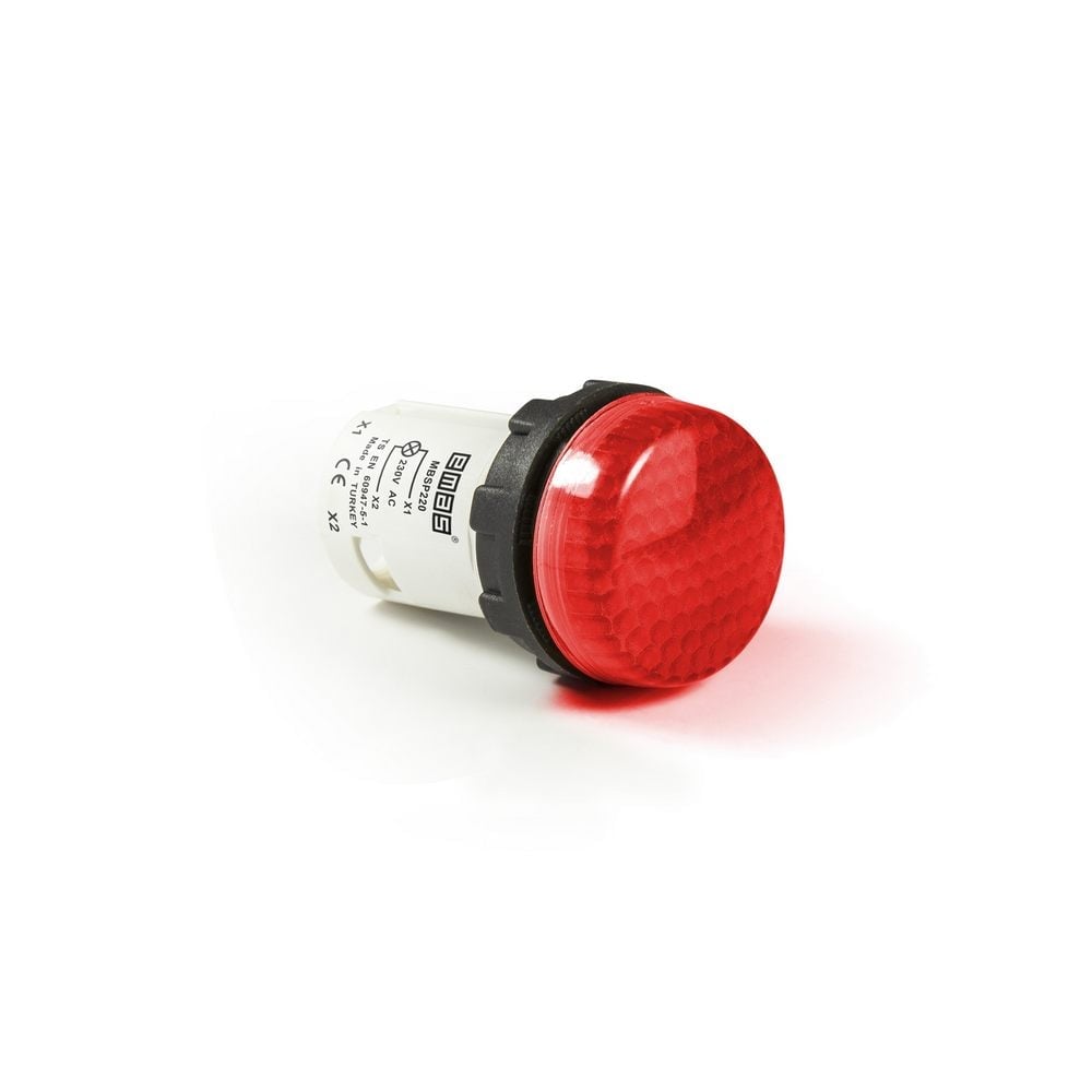 MB Serisi Plastik LED'li 230V AC Kırmızı 22 mm Sinyal