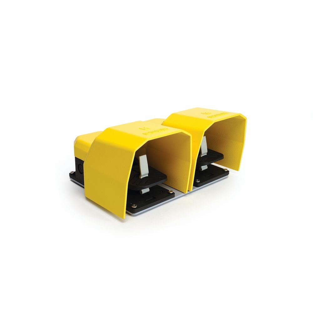 PDK Serisi Metal Korumalı 2*(1NO+1NC)+2*(1NO+1NC) Taşıma Kol Delikli Çiftli Sarı Plastik Pedal