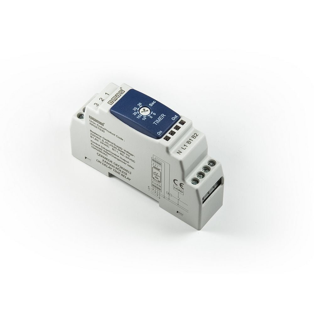 RR3 Serisi Ray Montaj 24VAC/DC-230VAC 1CO 10A (rezistif) 0,1-30Sn Analog Zaman Elektronik Röle