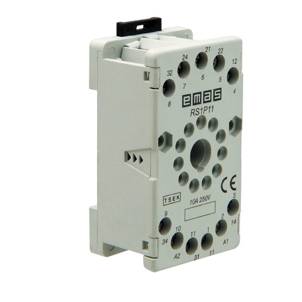 RS1 Serisi 11 Pin 10A Plug-in IP40 MS70 Ray Tipi Gri Güç Rölesi Soketi