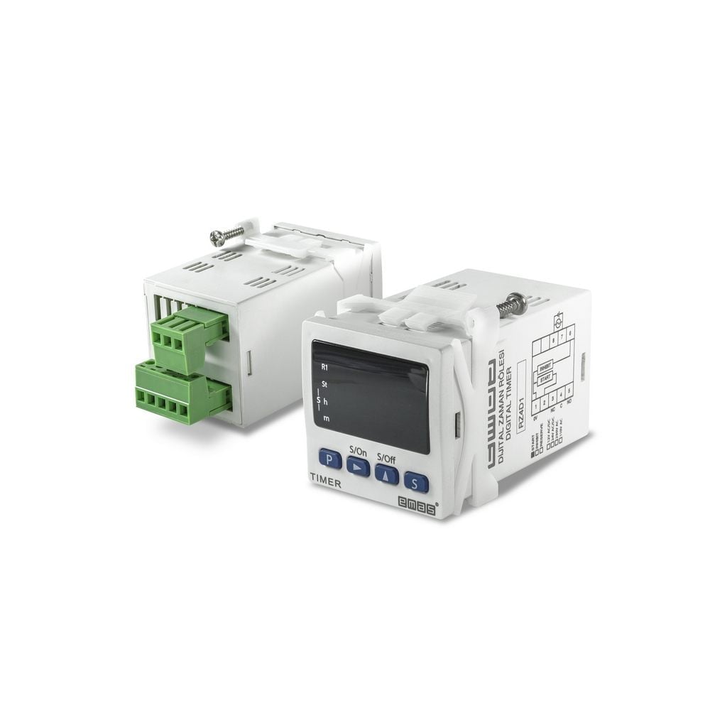 RZ4 Serisi Klemensli 24VAC/DC 1CO 5A (rezistif) 0,1sn-99,59Saat Dijital Zaman Elektronik Röle