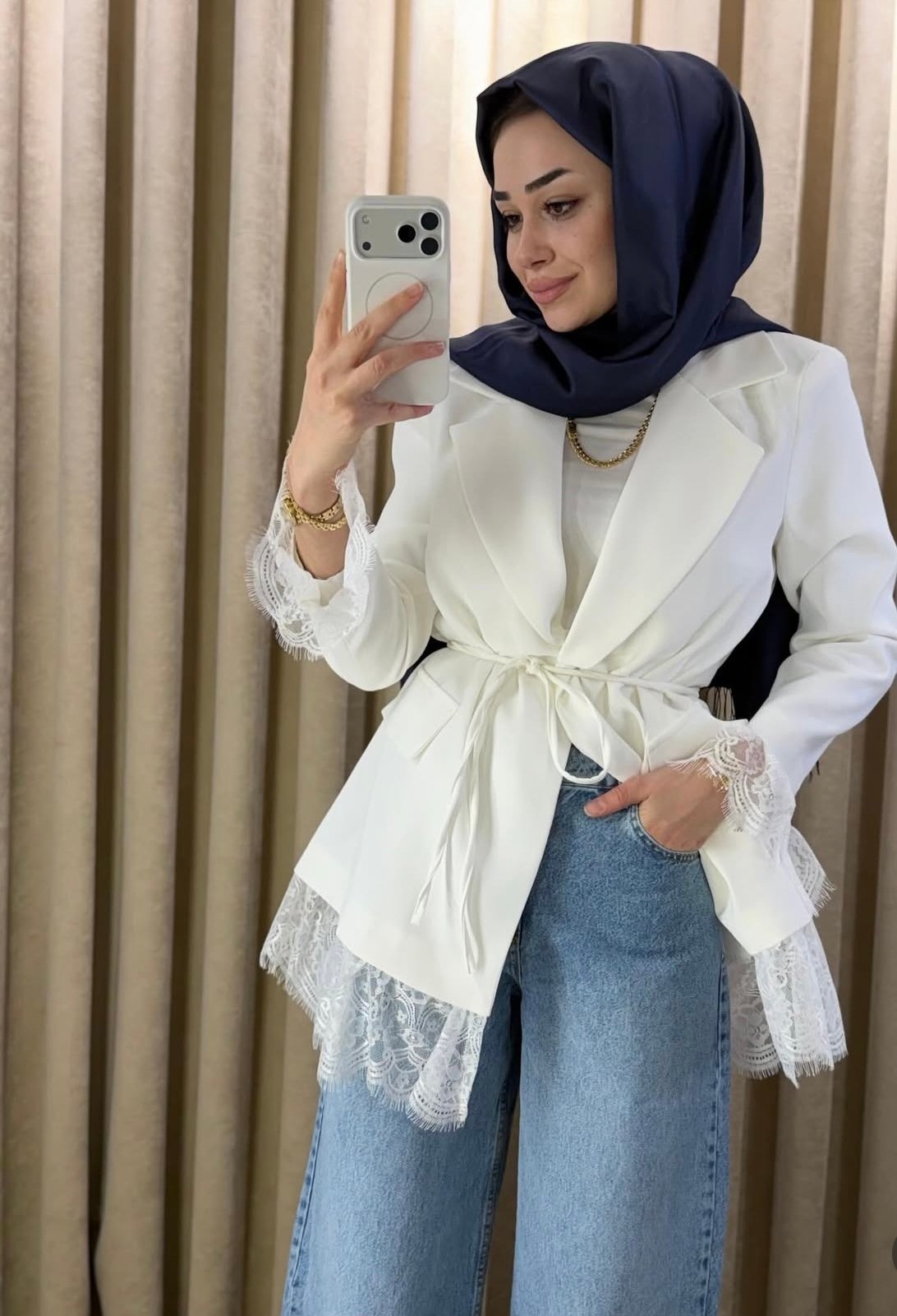 Beyaz Angel Blazer Ceket 
