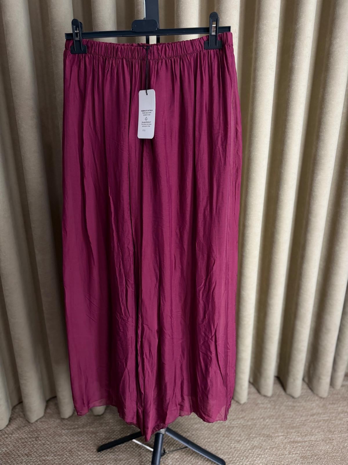 Bordo İpek Pantolon