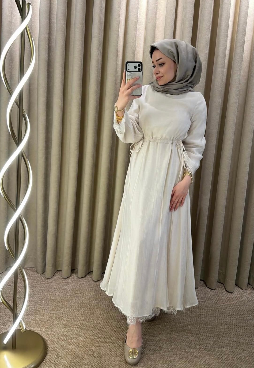 Nude Mina Dantel Elbise 