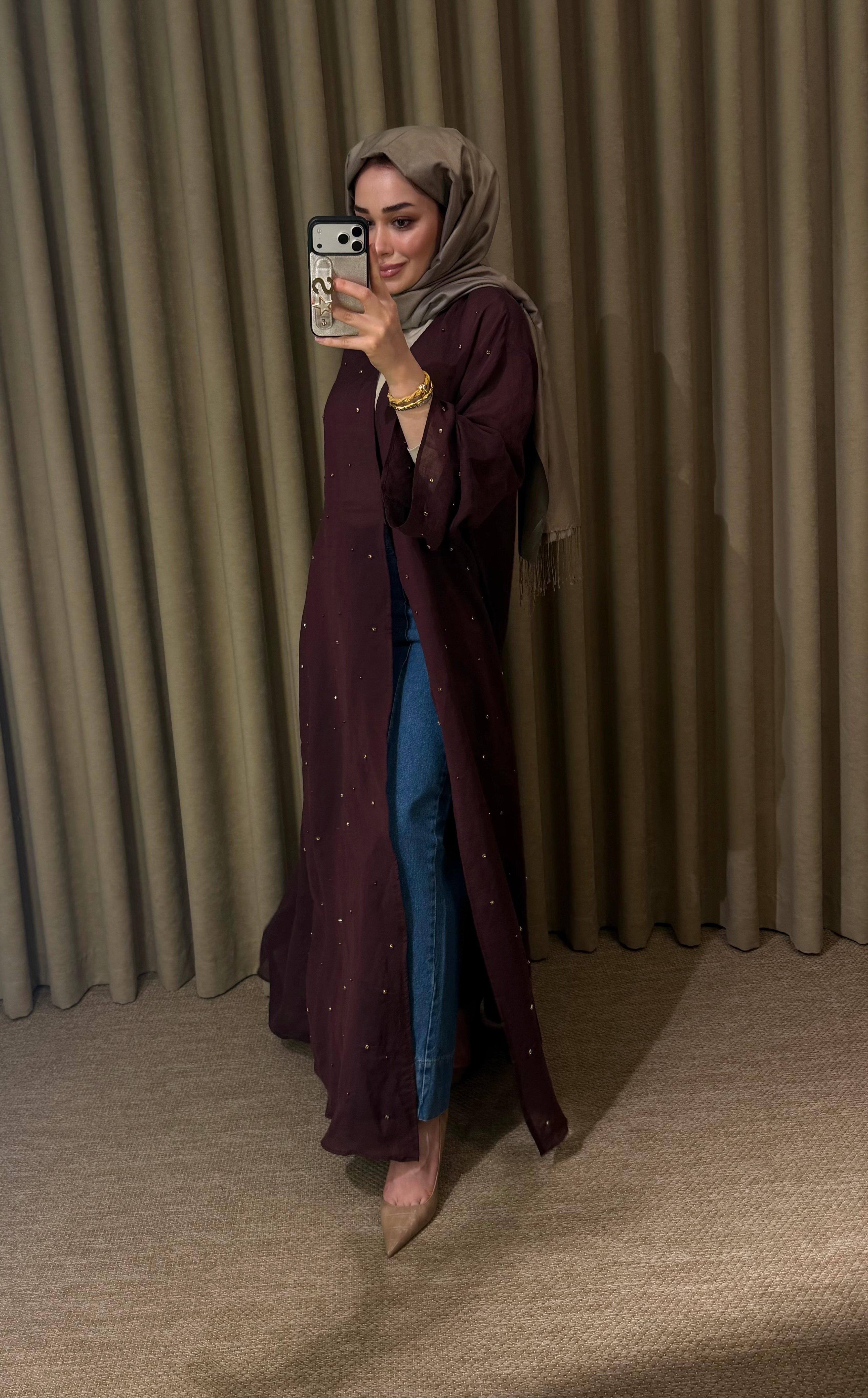 Zambak Abaya Bordo 