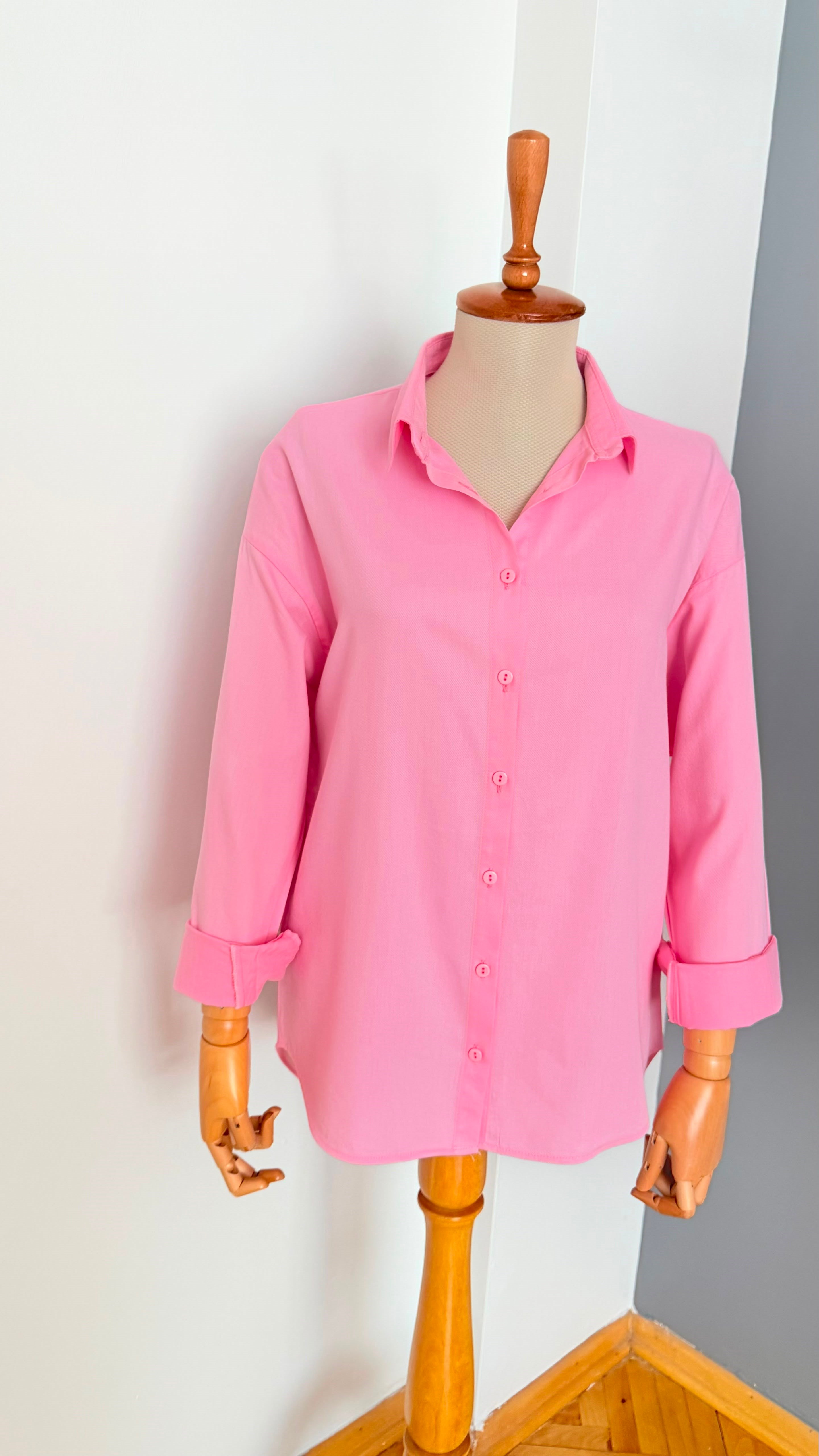 PEMBE POPLİN KADIN GÖMLEĞİ