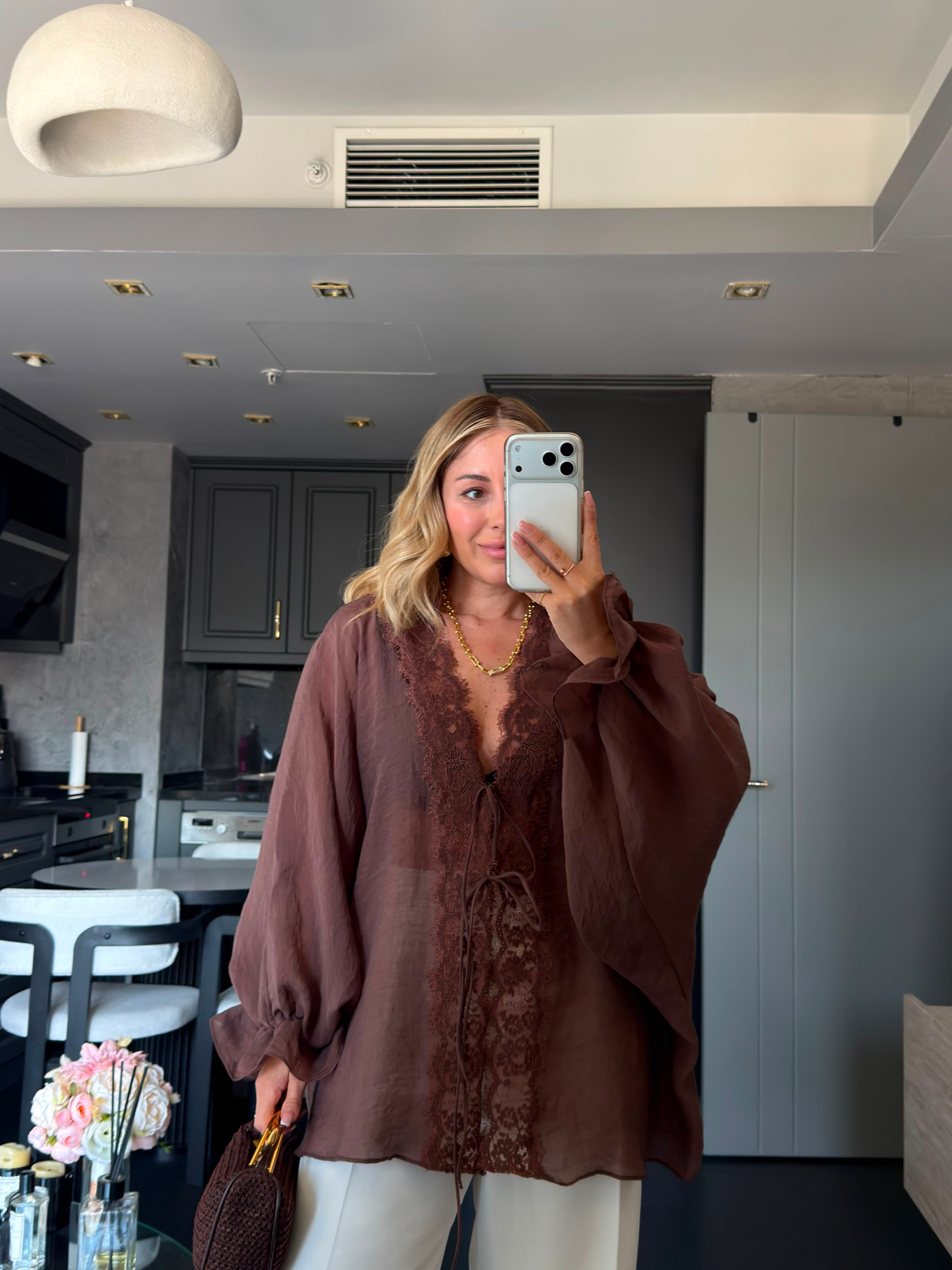 Dantelli Kimono Gömlek 5108  
