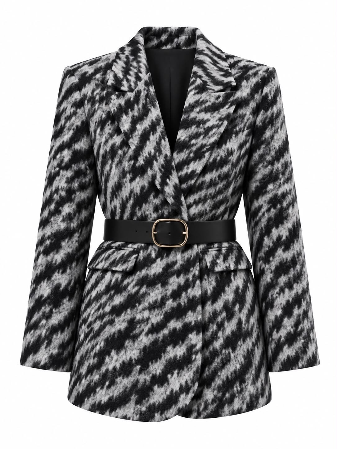Zebra Desen Kemerli Ceket