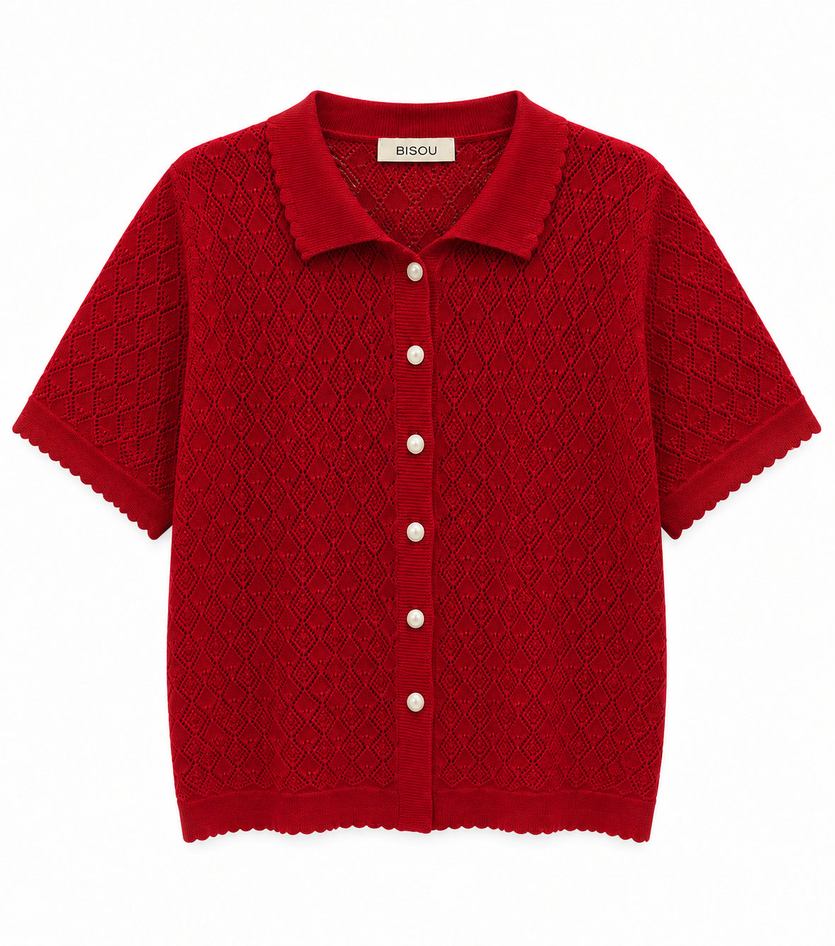 Elmas Desenli Örgü Polo Bluz 5389