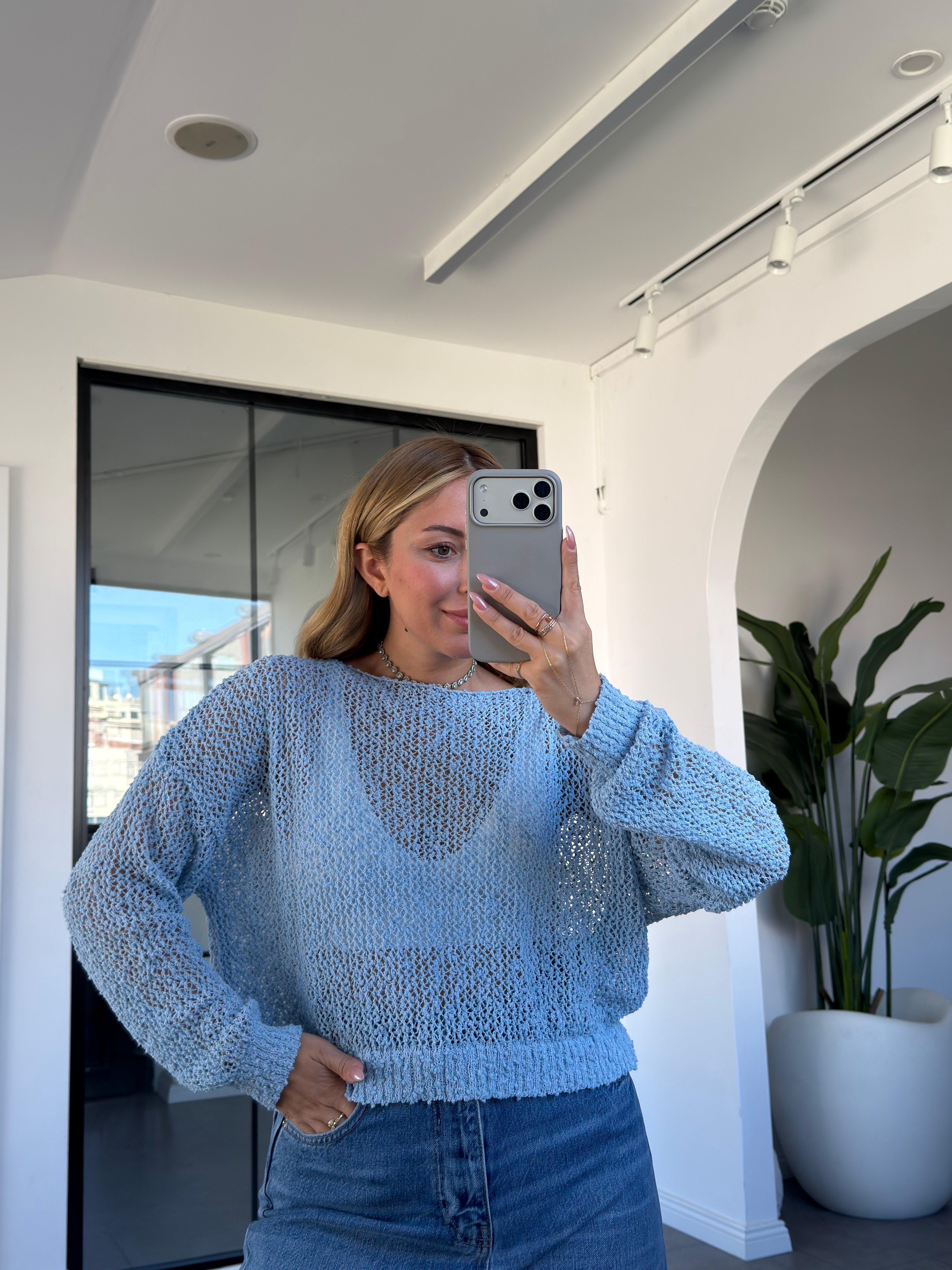 Örgü File Triko Bluz 4412