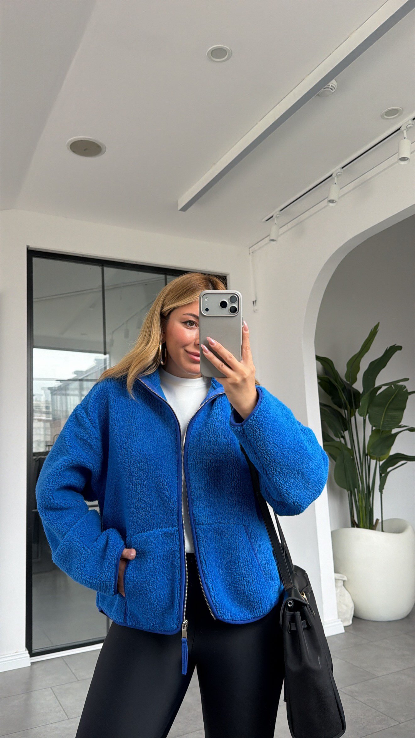 Saks Rengi Peluş Ceket 22865