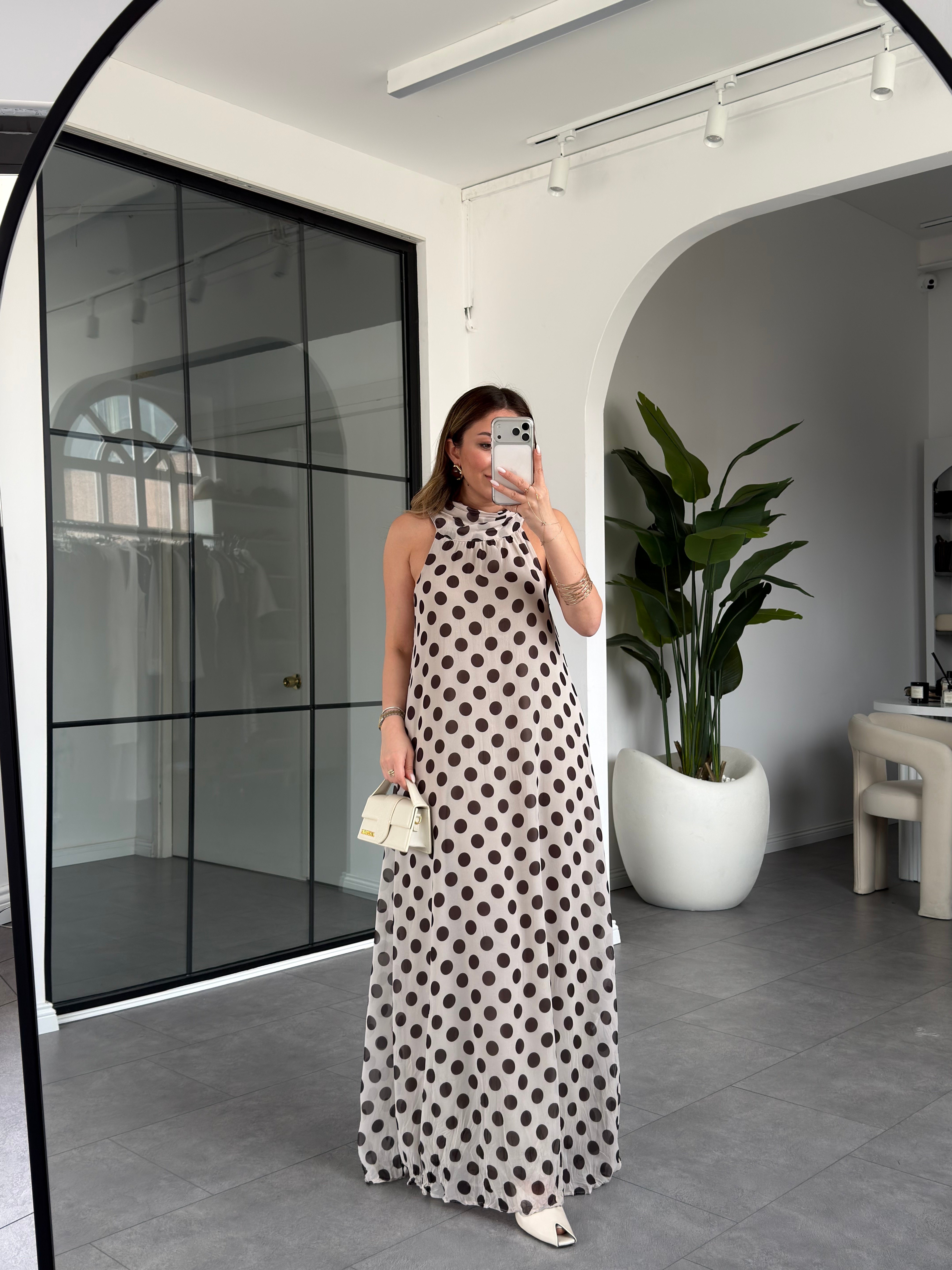 Puantiyeli Şifon Elbise 261060