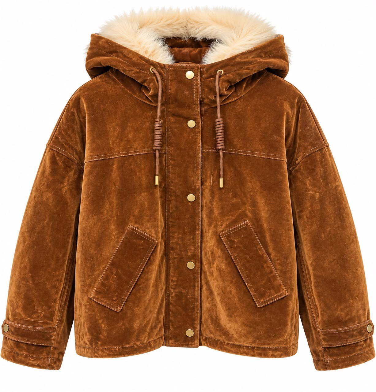 Kadife Dokulu Kürklü Mont 9010