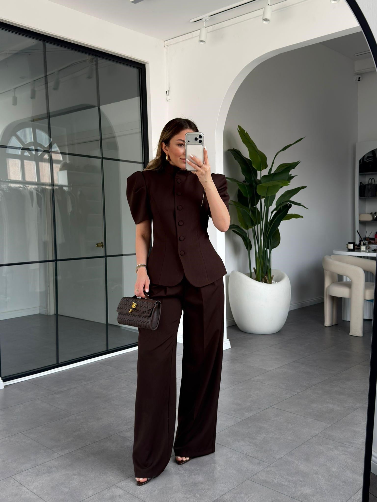 Omuzları Hacimli Ceket Takım 5657