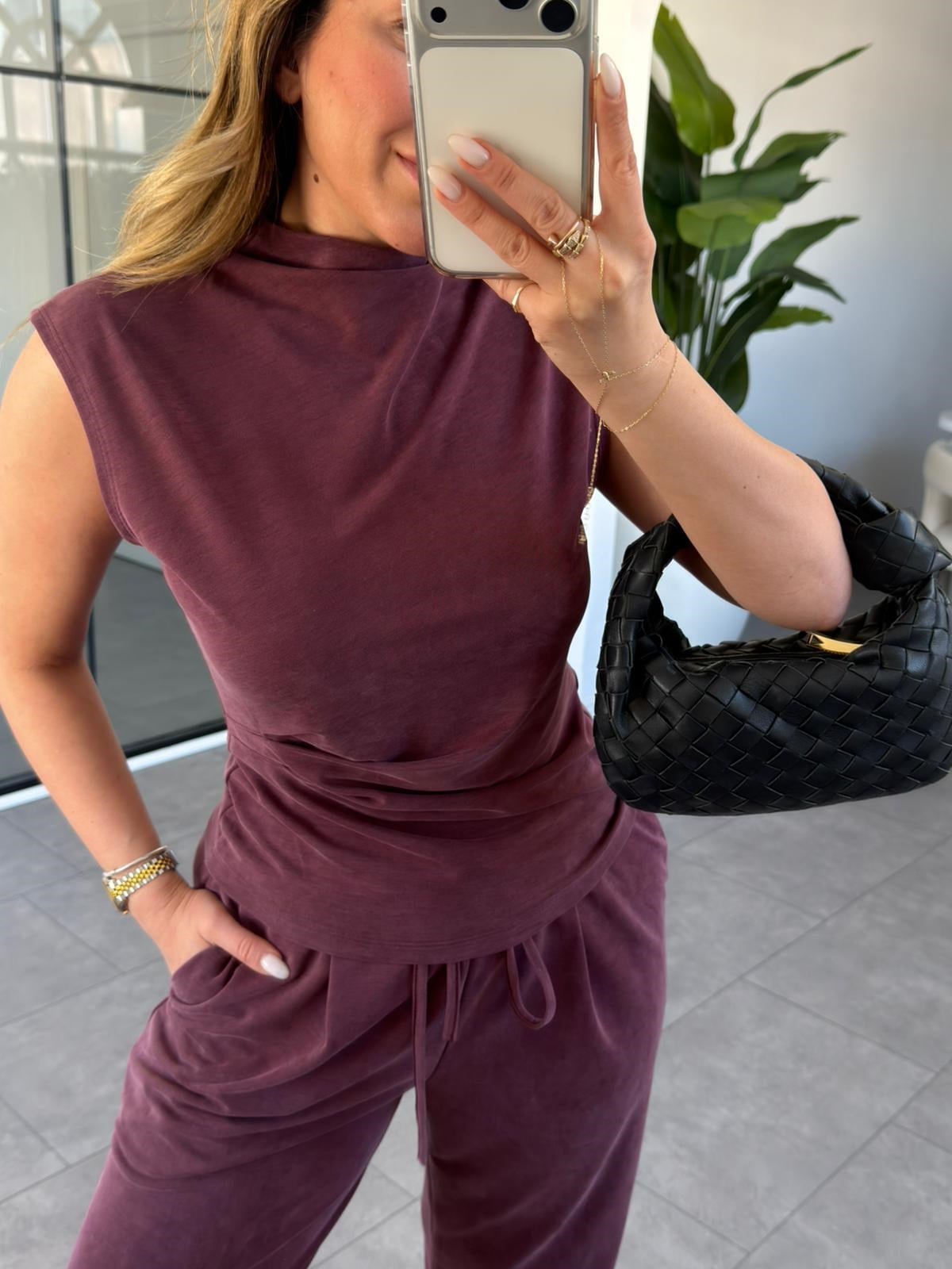 Sıfır Kol Modal Bluz Pantolon Takım 267332