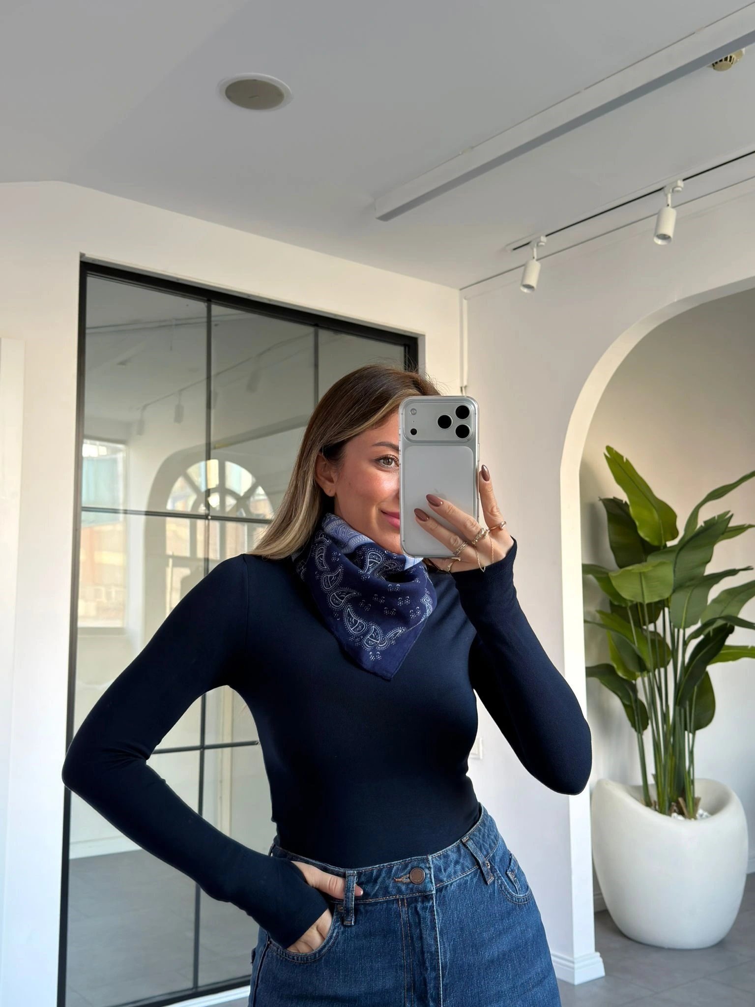 LACİVERT ŞAL DESEN FULAR