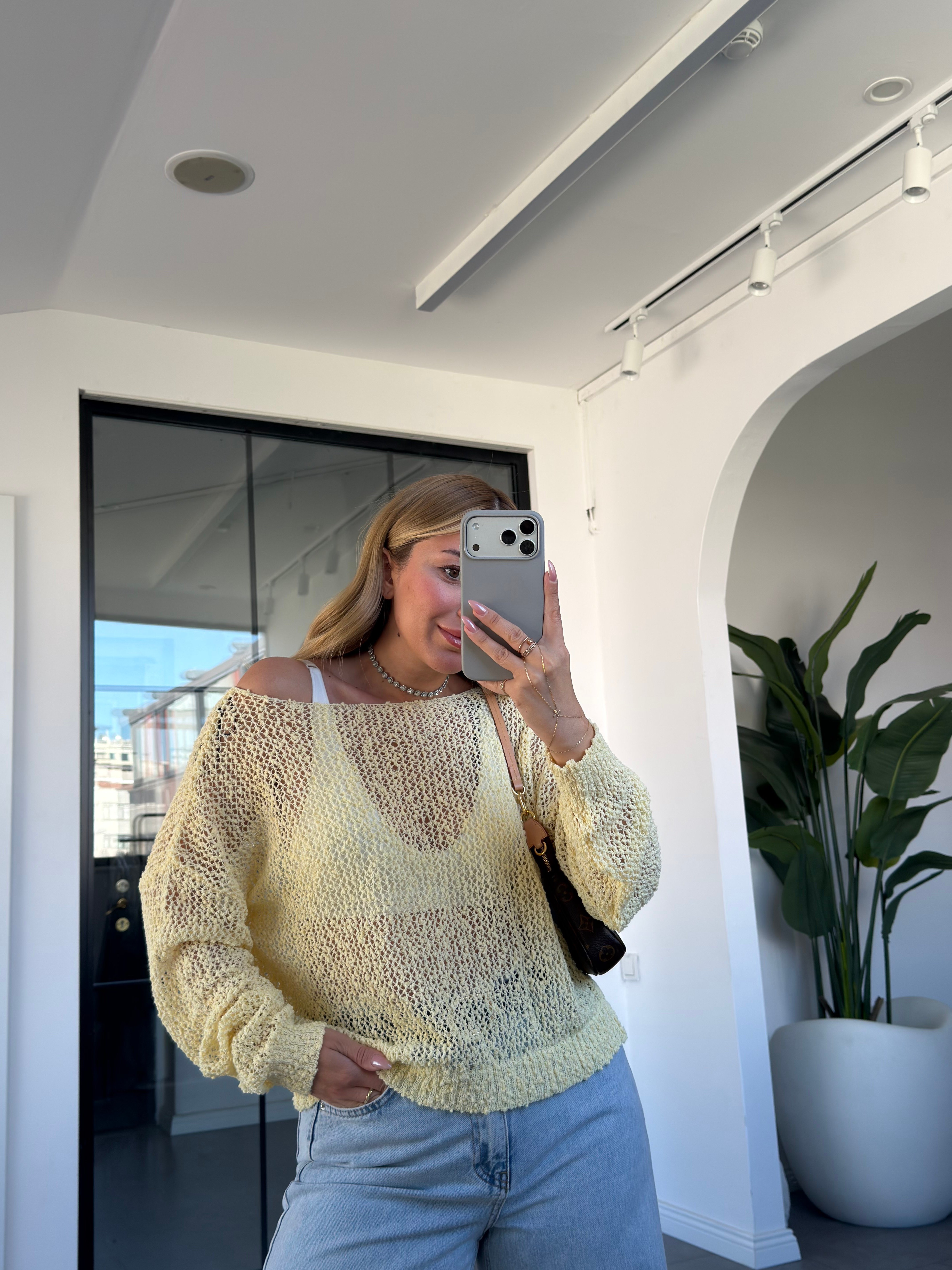Örgü File Triko Bluz 4412