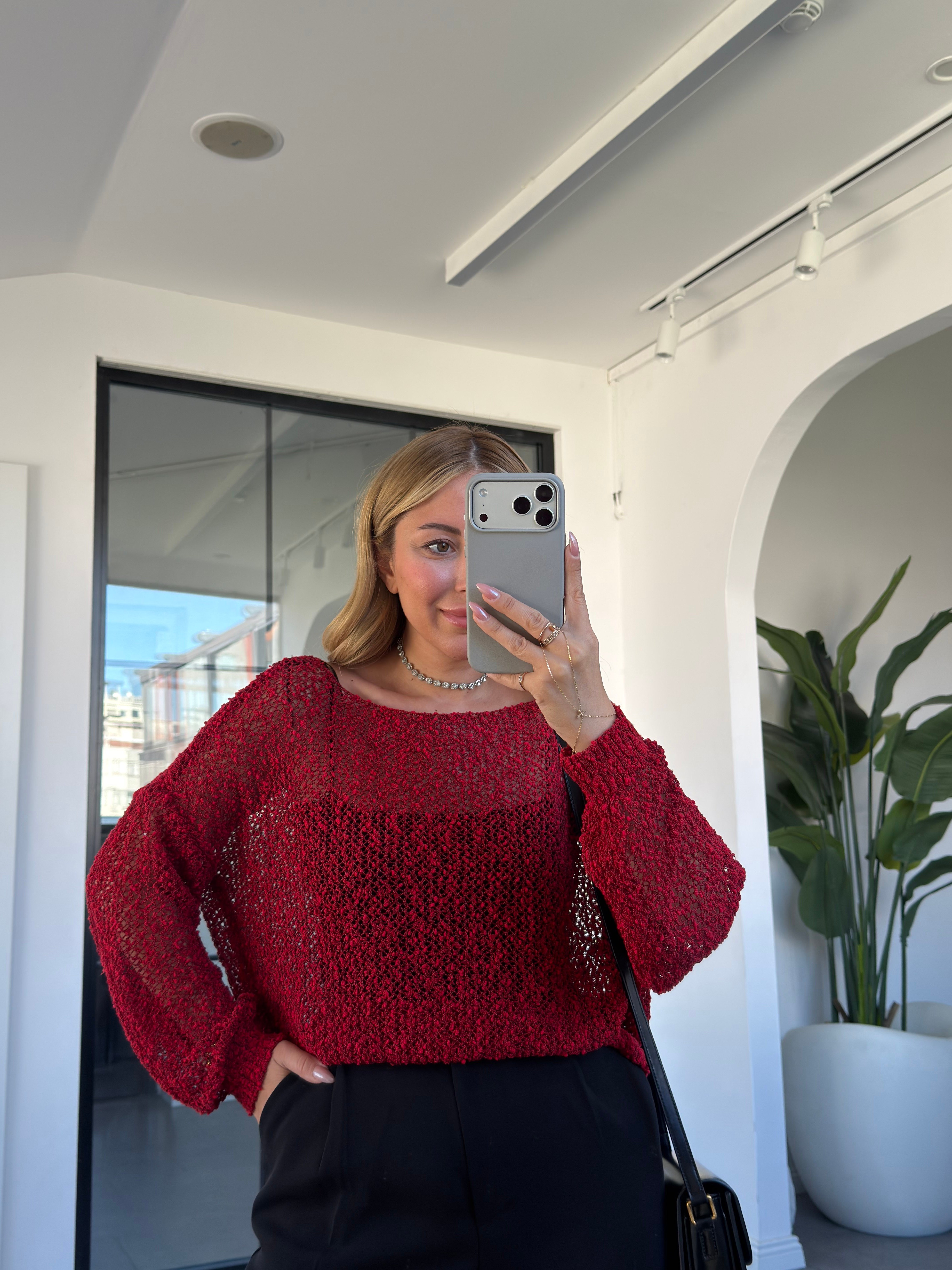 Örgü File Triko Bluz 4412