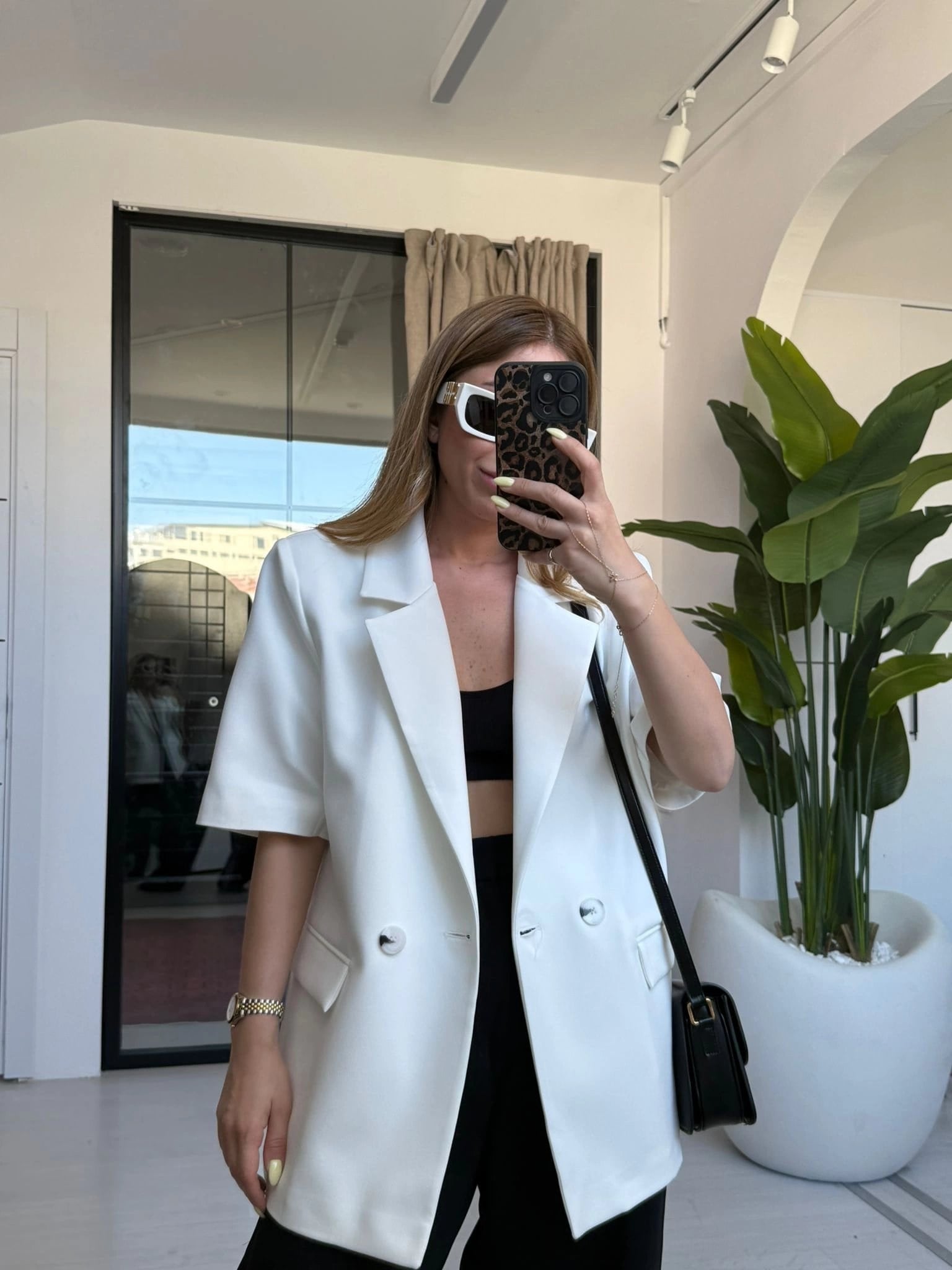 BEYAZ KISA KOLLU BLAZER CEKET
