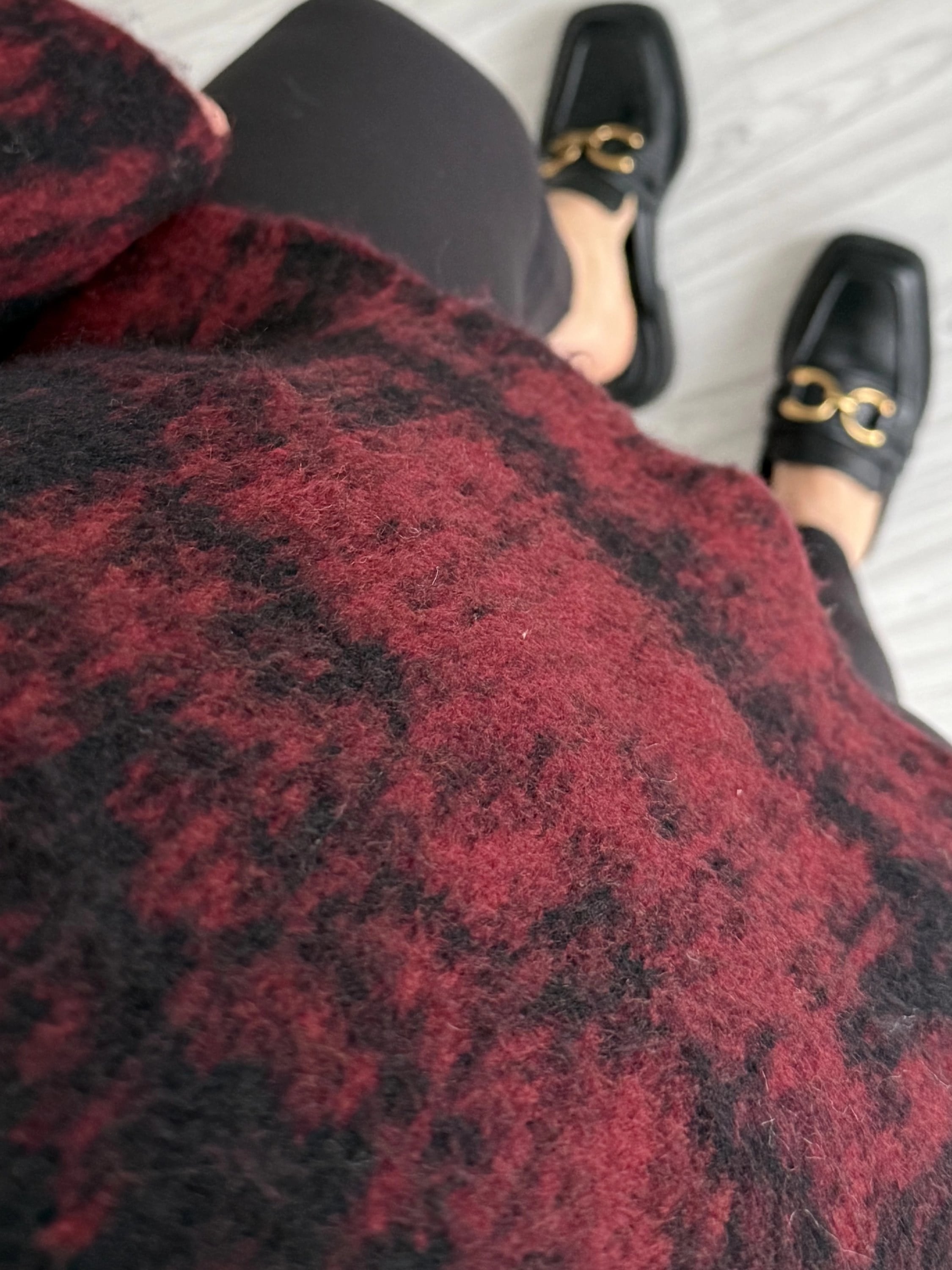 Bordo Balıkçı Yaka Renk Geçişli Kazak