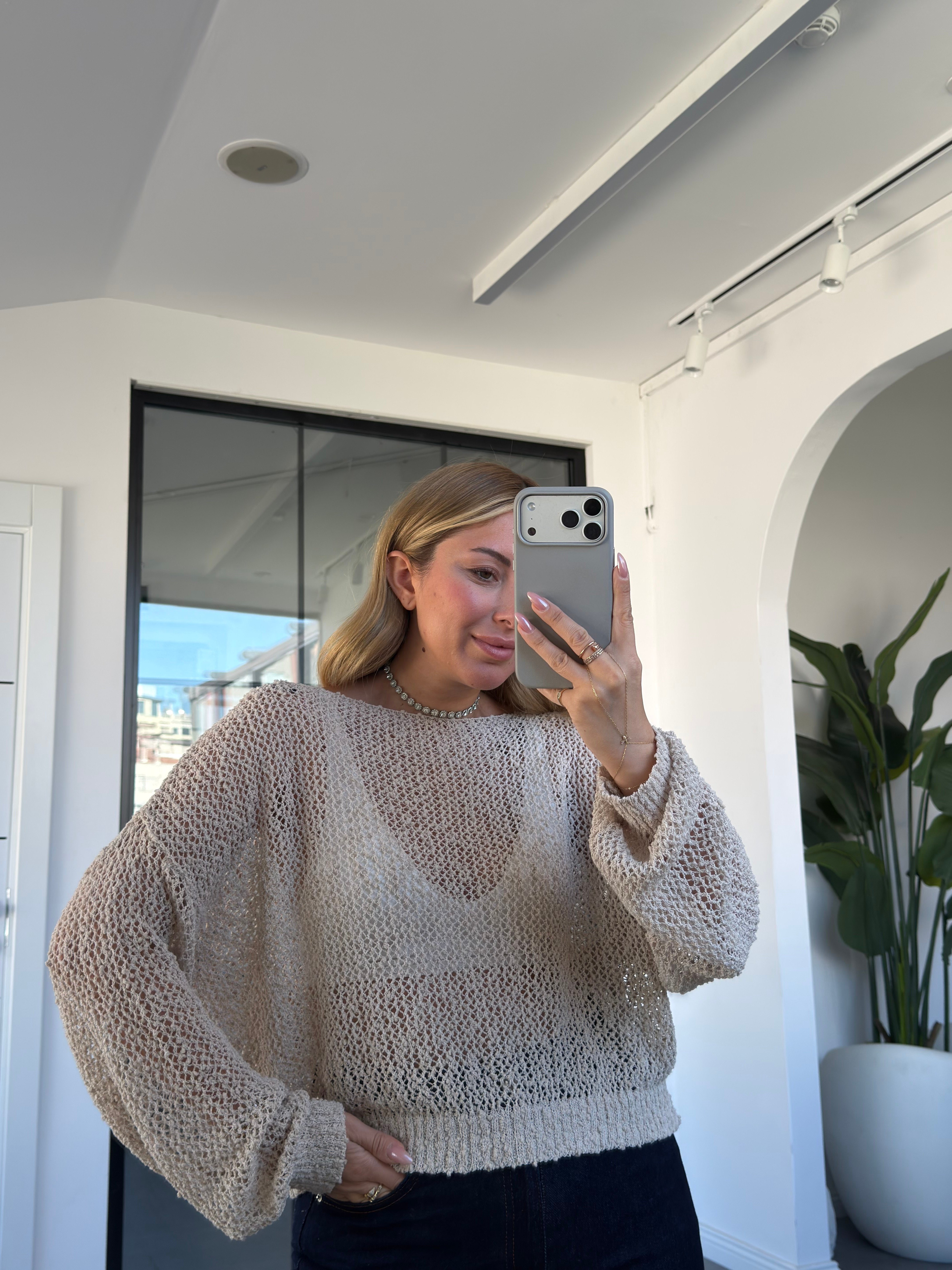 Örgü File Triko Bluz 4412