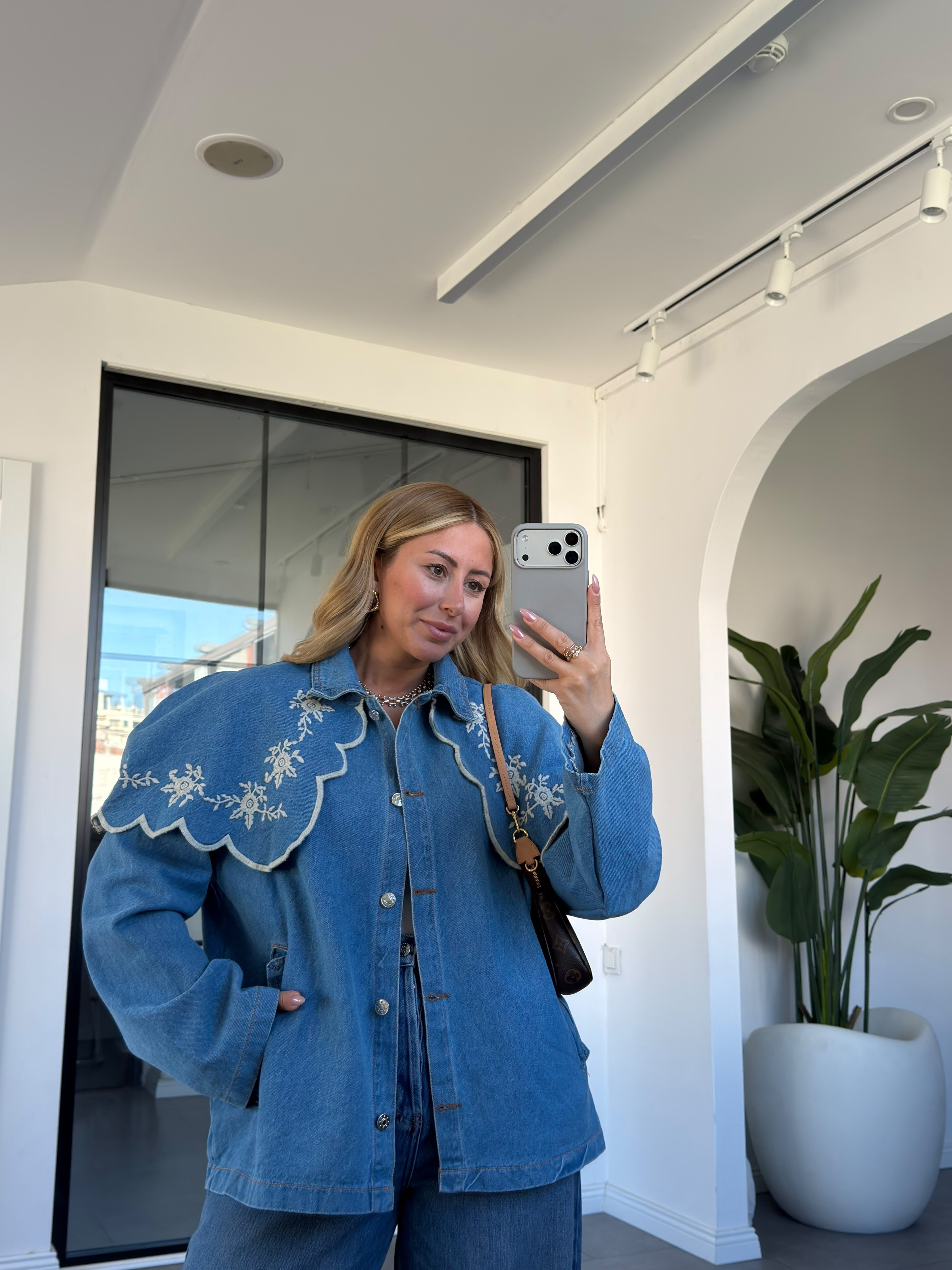 Nakışlı Denim Ceket 1435