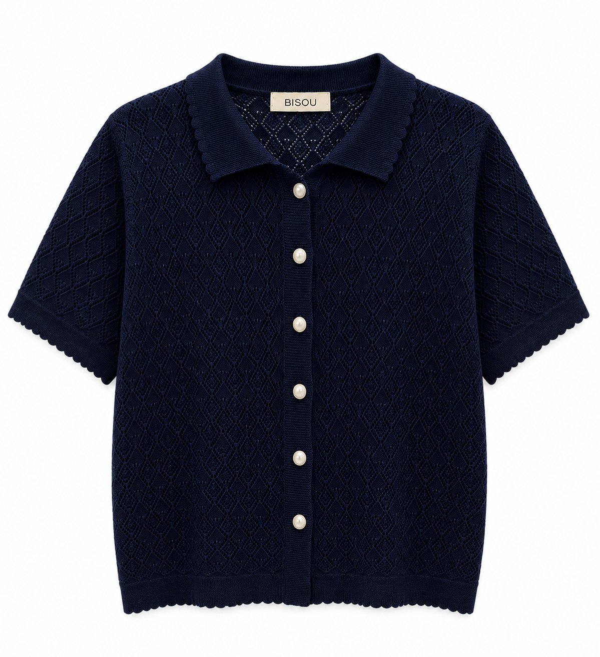 Elmas Desenli Örgü Polo Bluz 5389