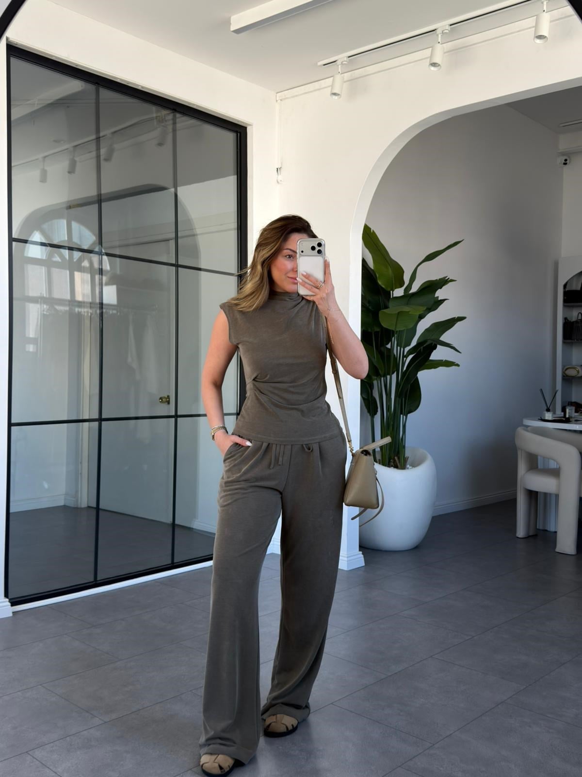 Sıfır Kol Modal Bluz Pantolon Takım 267332