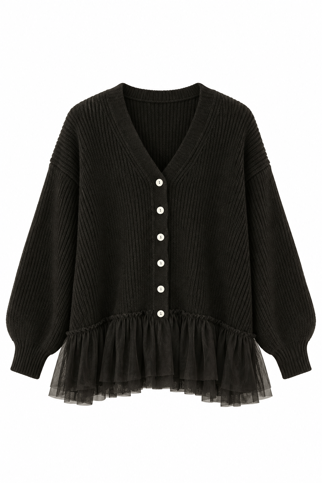 Tül Garnili Oversize Hırka 2839