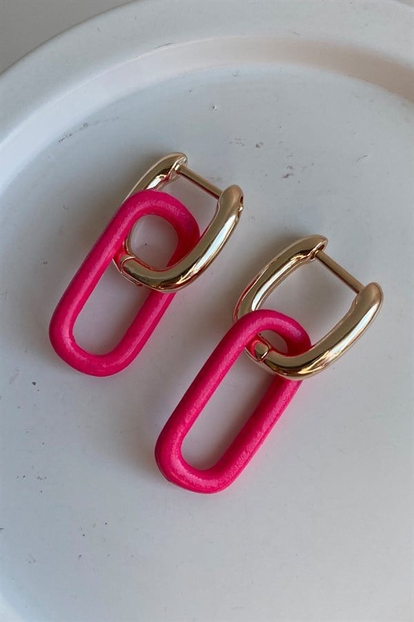 FUŞYA GOLD OVAL DİKDÖRTGEN KÜPE