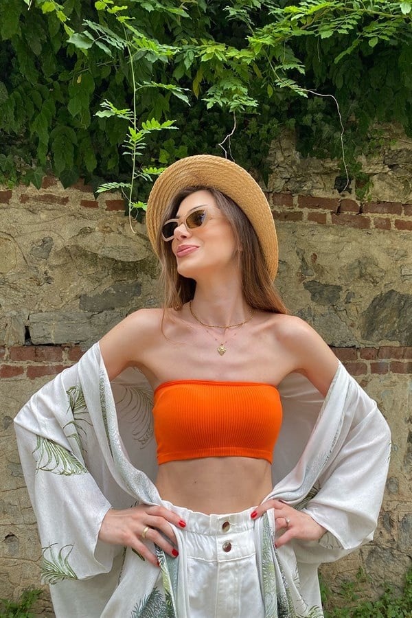 TURUNCU STRAPLEZ CROP