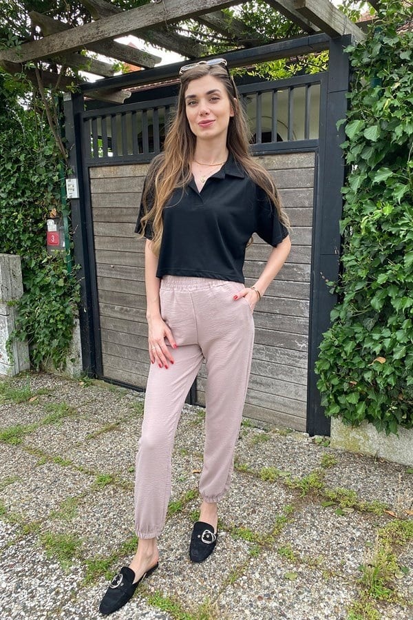 VİZON BELİ KALIN LASTİKLİ JOGGER PANTOLON