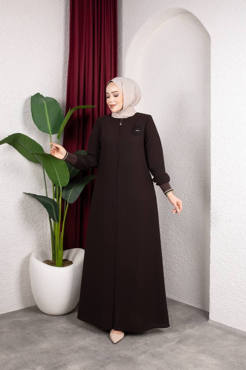 Sade ve Şık Günlük Ferace 2275 Acı Kahve